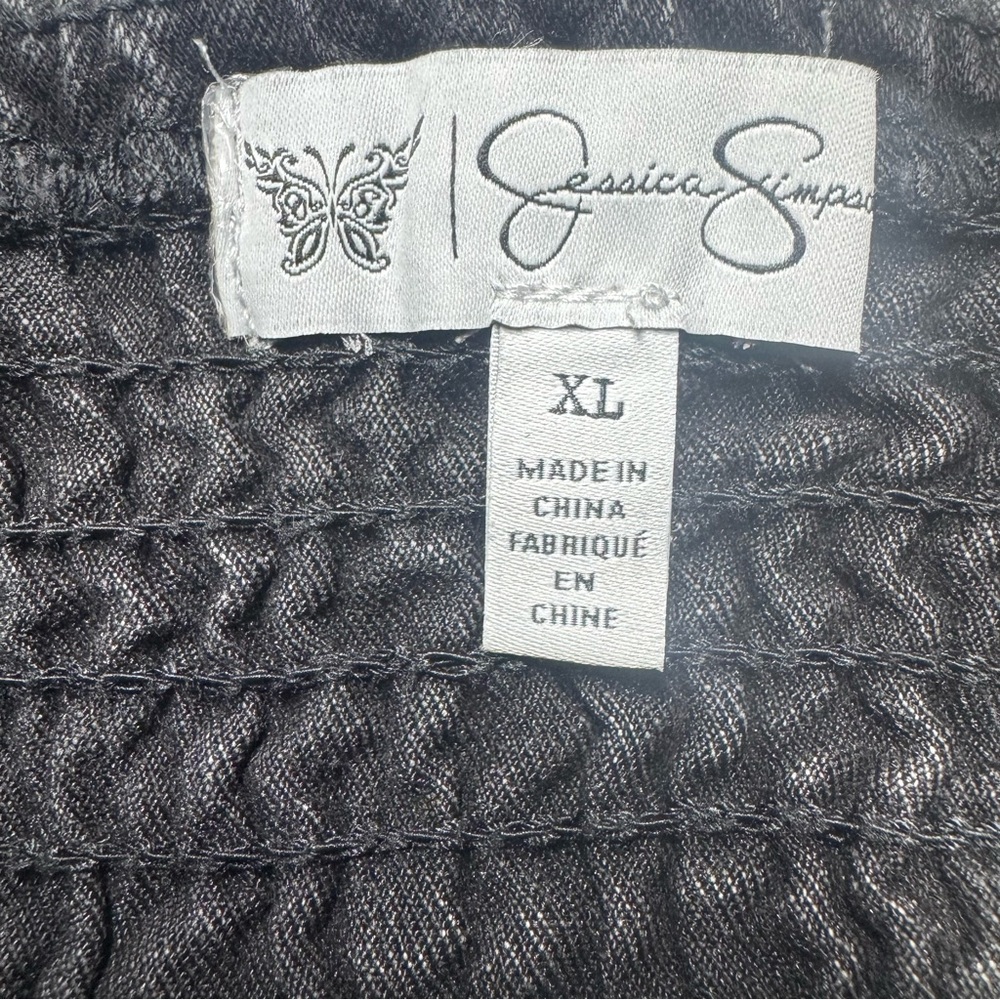 Jessica Simpson Denim Jean Overall Dress Black Gray Wash Plus Size 1X NWT - Picture 3 of 15